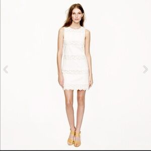J. Crew Lace Mini Dress sz 8 wedding 70s vintage vibe romantic cream ivory